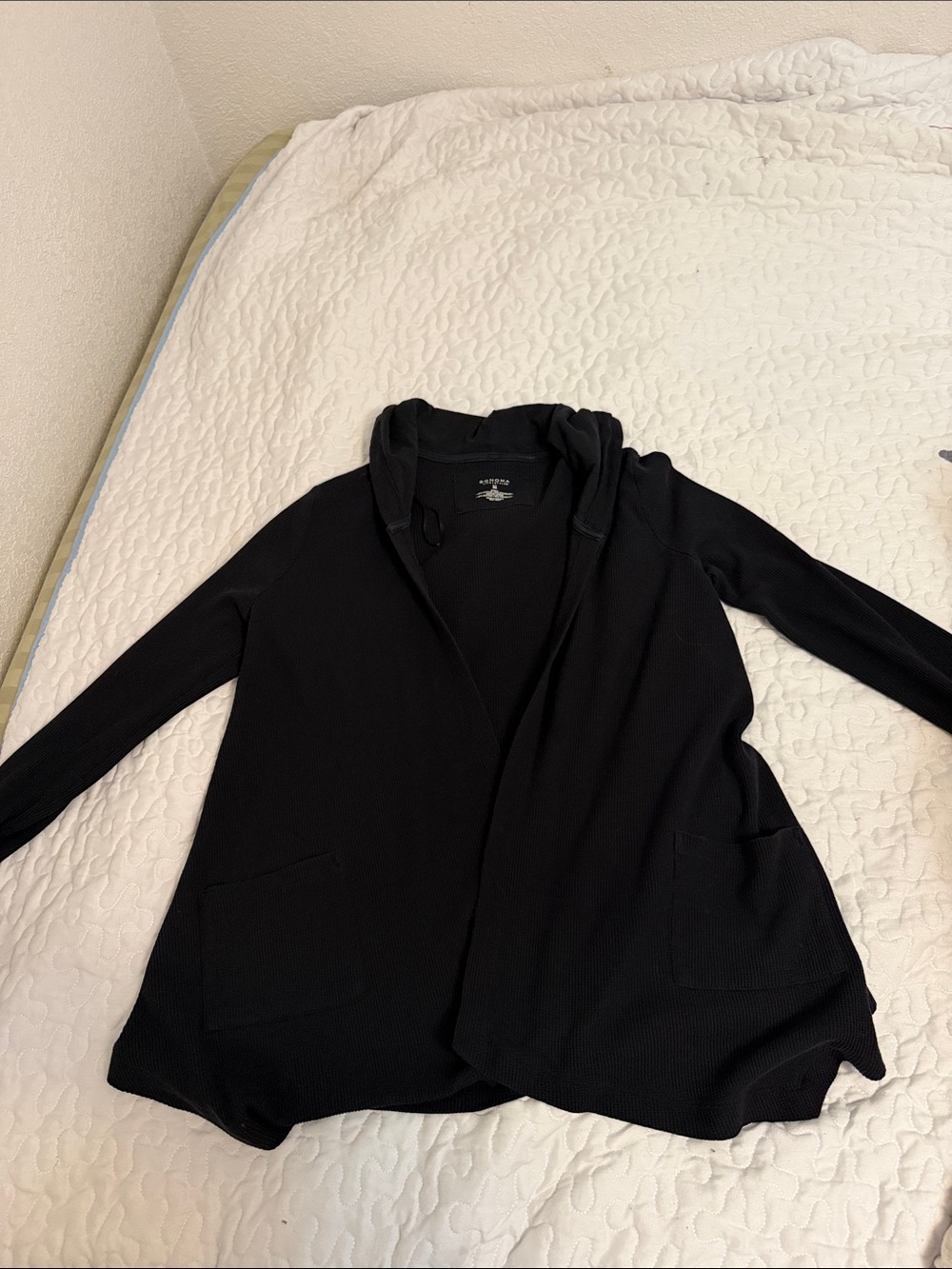 Sonoma Midnight Blue Open-Front Hooded Cardigan